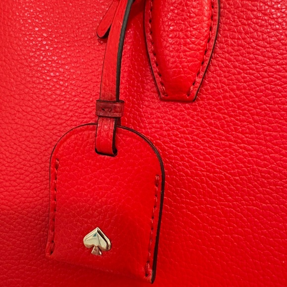 Kate Spade Red Pebbled Leather Eva Medium Zip Top Convertible Satchel - Picture 3 of 16